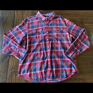 Tommy Bahama Modern Fit Long Sleeve  Button Down Shirt, Maroon Plaid, XL